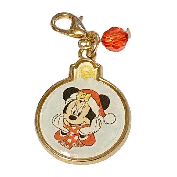 Vintage Disney Christmas Minnie Mouse Clip On Charm Bow Zipper Pull Santa Hat - Picture 1 of 8